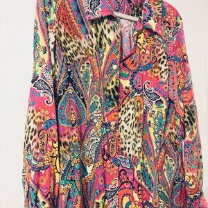 Luli Fama Multicolor Paisley and Leopard Print Top